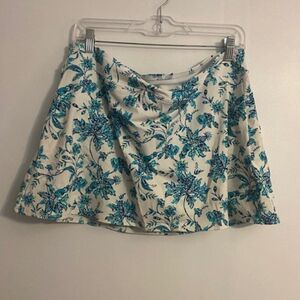 Lands' End Blue/Green Floral Swim Skirt with attached brief, size  14